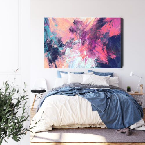 Obraz na płótnie Abstrakcja Różowo-granatowe pociągnięcia Premium Canvas - obrazek 3