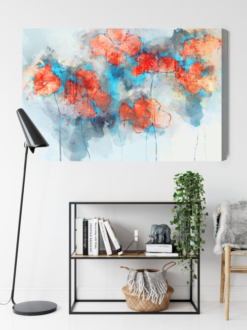 Obraz na płótnie Kwiaty Akwarela Czerwone maki abstrakcyjnie  Premium Canvas - obrazek 9