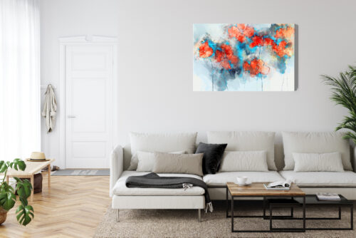 Obraz na płótnie Kwiaty Akwarela Czerwone maki abstrakcyjnie  Premium Canvas - obrazek 6