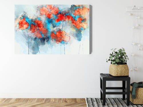 Obraz na płótnie Kwiaty Akwarela Czerwone maki abstrakcyjnie  Premium Canvas - obrazek 8