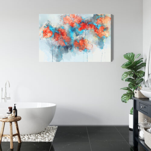 Obraz na płótnie Kwiaty Akwarela Czerwone maki abstrakcyjnie  Premium Canvas - obrazek 5
