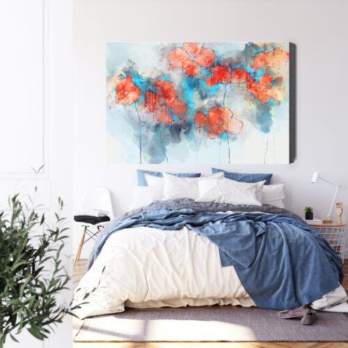 Obraz na płótnie Kwiaty Akwarela Czerwone maki abstrakcyjnie  Premium Canvas - obrazek 3