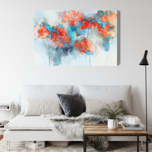 Obraz na płótnie Kwiaty Akwarela Czerwone maki abstrakcyjnie  Premium Canvas - obrazek 4
