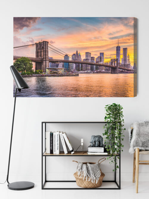 Obraz na płótnie Nowy Jork Fotografia Brooklyn Bridge o zachodzie Premium Canvas - obrazek 9