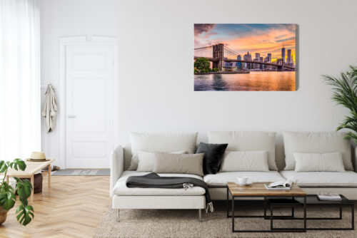 Obraz na płótnie Nowy Jork Fotografia Brooklyn Bridge o zachodzie Premium Canvas - obrazek 6