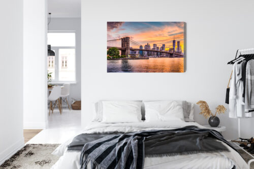 Obraz na płótnie Nowy Jork Fotografia Brooklyn Bridge o zachodzie Premium Canvas - obrazek 7