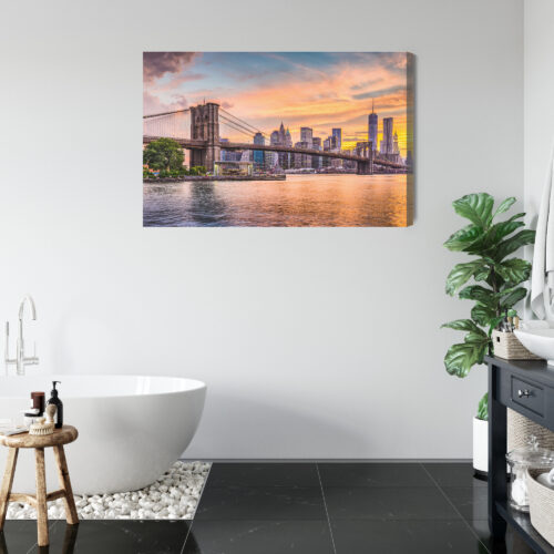 Obraz na płótnie Nowy Jork Fotografia Brooklyn Bridge o zachodzie Premium Canvas - obrazek 5