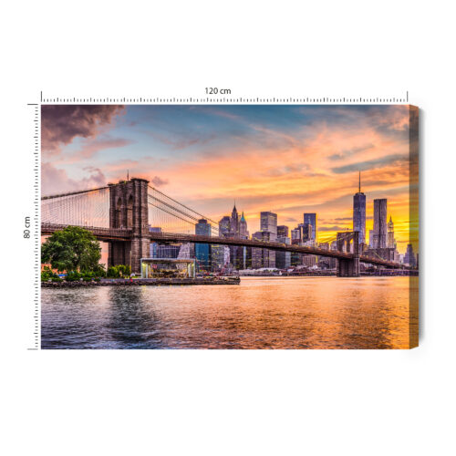 Obraz na płótnie Nowy Jork Fotografia Brooklyn Bridge o zachodzie Premium Canvas