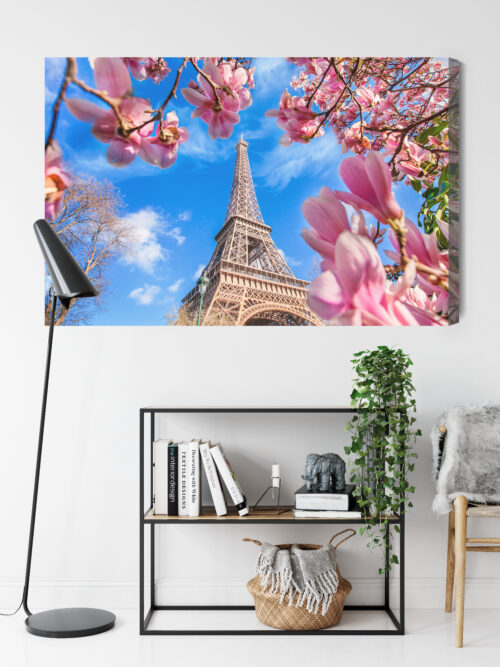 Obraz na płótnie Paryż Fotografia Wieża Eiffla wśród kwiatów Premium Canvas - obrazek 9