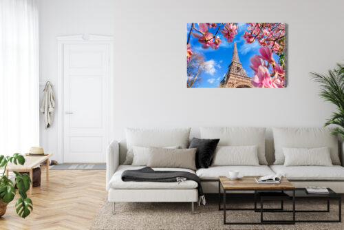 Obraz na płótnie Paryż Fotografia Wieża Eiffla wśród kwiatów Premium Canvas - obrazek 6