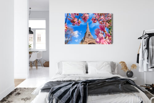 Obraz na płótnie Paryż Fotografia Wieża Eiffla wśród kwiatów Premium Canvas - obrazek 7