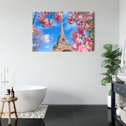 Obraz na płótnie Paryż Fotografia Wieża Eiffla wśród kwiatów Premium Canvas - obrazek 5