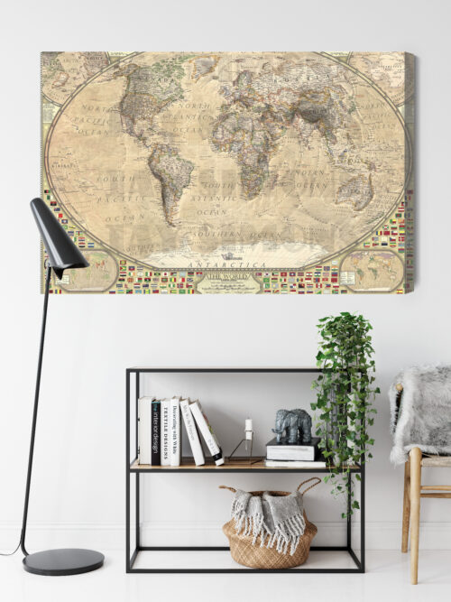 Obraz na płótnie Mapa Retro Świat kontynenty  Premium Canvas - obrazek 9