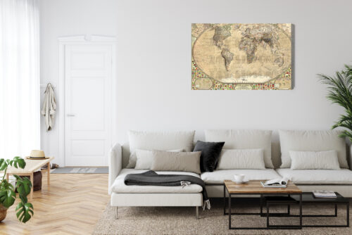 Obraz na płótnie Mapa Retro Świat kontynenty  Premium Canvas - obrazek 6
