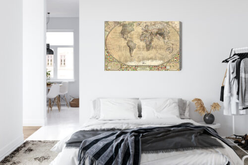 Obraz na płótnie Mapa Retro Świat kontynenty  Premium Canvas - obrazek 7