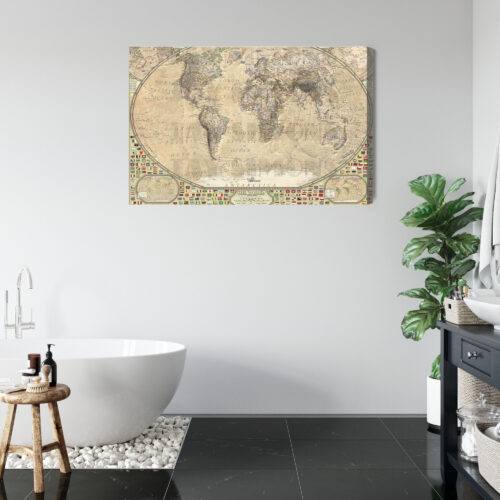 Obraz na płótnie Mapa Retro Świat kontynenty  Premium Canvas - obrazek 5