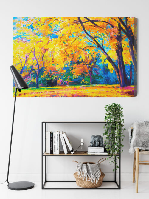 Obraz na płótnie Natura Malarstwo Jesienne drzewa  Premium Canvas - obrazek 9