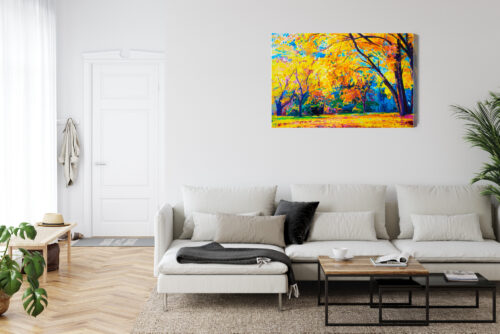 Obraz na płótnie Natura Malarstwo Jesienne drzewa  Premium Canvas - obrazek 6