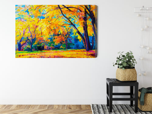 Obraz na płótnie Natura Malarstwo Jesienne drzewa  Premium Canvas - obrazek 8