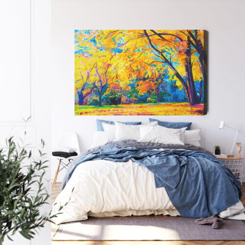 Obraz na płótnie Natura Malarstwo Jesienne drzewa  Premium Canvas - obrazek 3