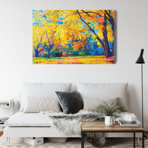 Obraz na płótnie Natura Malarstwo Jesienne drzewa  Premium Canvas - obrazek 4