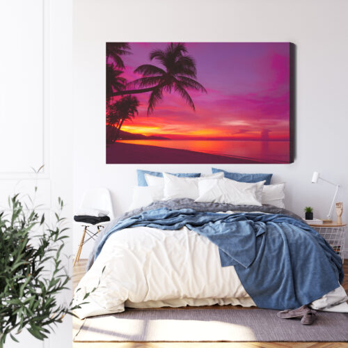 Obraz na płótnie Natura Fotografia Palmy zachód  Premium Canvas - obrazek 3