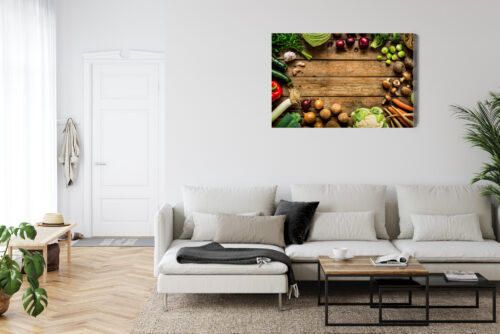 Obraz na płótnie Warzywa Rustykalne Kompozycja na drewnie  Premium Canvas - obrazek 6