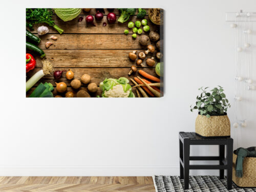 Obraz na płótnie Warzywa Rustykalne Kompozycja na drewnie  Premium Canvas - obrazek 8