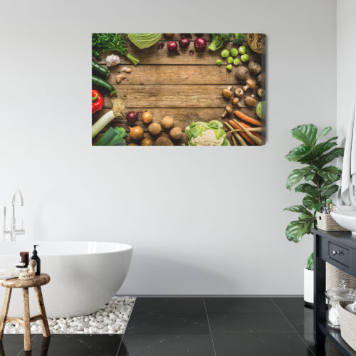 Obraz na płótnie Warzywa Rustykalne Kompozycja na drewnie  Premium Canvas - obrazek 5