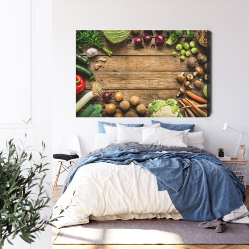 Obraz na płótnie Warzywa Rustykalne Kompozycja na drewnie  Premium Canvas - obrazek 3