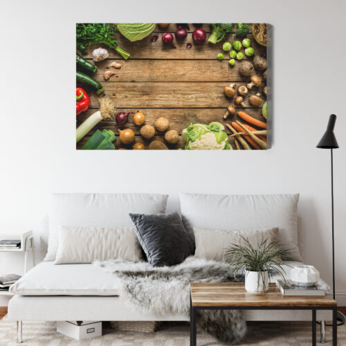 Obraz na płótnie Warzywa Rustykalne Kompozycja na drewnie  Premium Canvas - obrazek 4