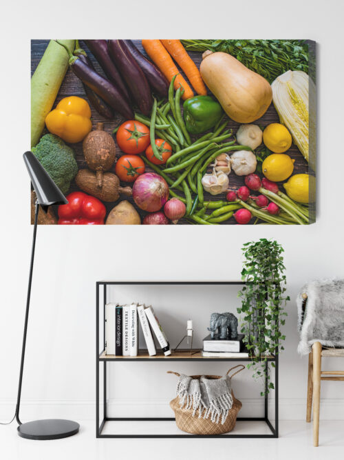 Obraz na płótnie Warzywa Kolorowe Zdrowe jedzenie z góry  Premium Canvas - obrazek 9