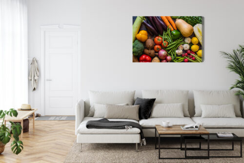 Obraz na płótnie Warzywa Kolorowe Zdrowe jedzenie z góry  Premium Canvas - obrazek 6