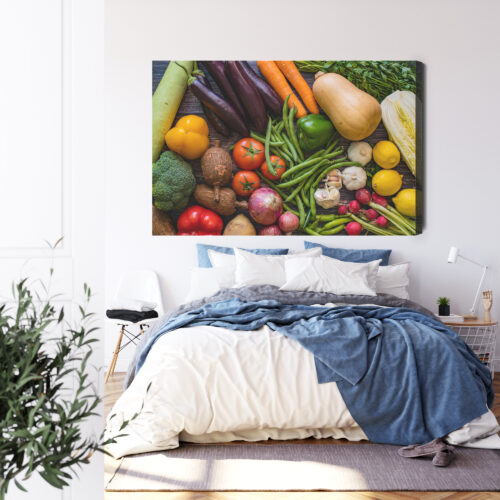 Obraz na płótnie Warzywa Kolorowe Zdrowe jedzenie z góry  Premium Canvas - obrazek 3
