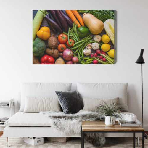 Obraz na płótnie Warzywa Kolorowe Zdrowe jedzenie z góry  Premium Canvas - obrazek 4