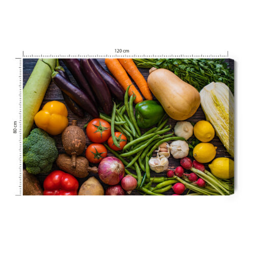 Obraz na płótnie Warzywa Kolorowe Zdrowe jedzenie z góry  Premium Canvas