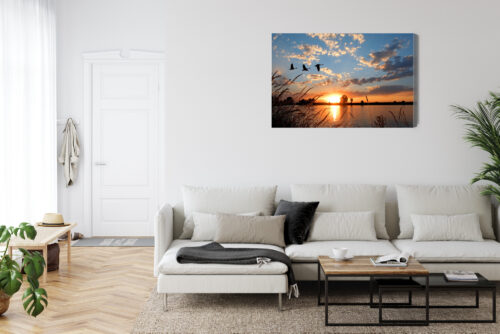 Obraz na płótnie Natura Zachód słońca nad jeziorem Premium Canvas - obrazek 6