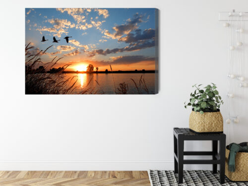 Obraz na płótnie Natura Zachód słońca nad jeziorem Premium Canvas - obrazek 8