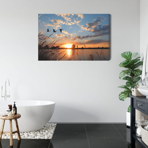 Obraz na płótnie Natura Zachód słońca nad jeziorem Premium Canvas - obrazek 5