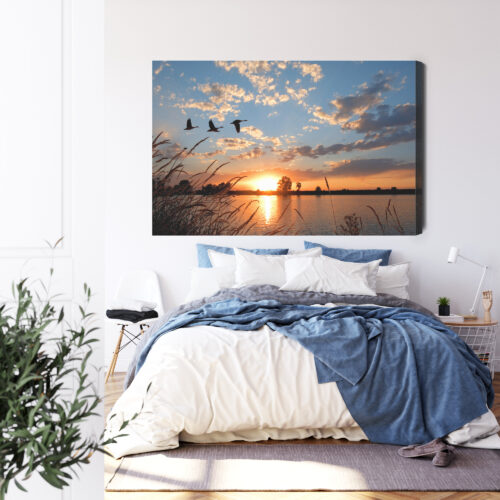 Obraz na płótnie Natura Zachód słońca nad jeziorem Premium Canvas - obrazek 3