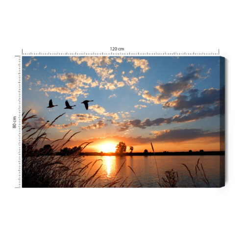 Obraz na płótnie Natura Zachód słońca nad jeziorem Premium Canvas