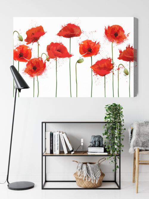 Obraz na płótnie Czerwone maki Akwarela Białe tło  Premium Canvas - obrazek 9