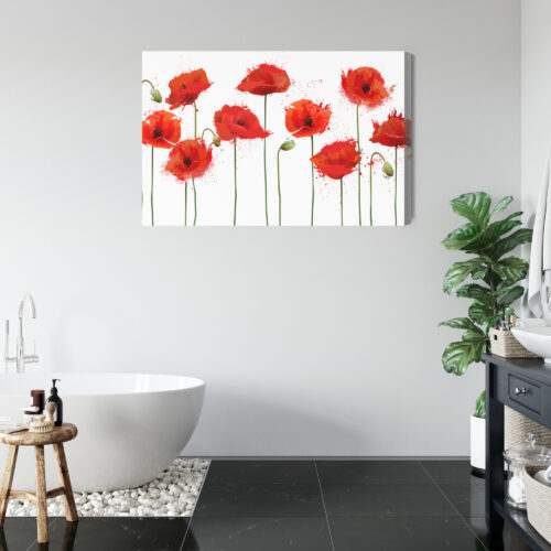 Obraz na płótnie Czerwone maki Akwarela Białe tło  Premium Canvas - obrazek 5
