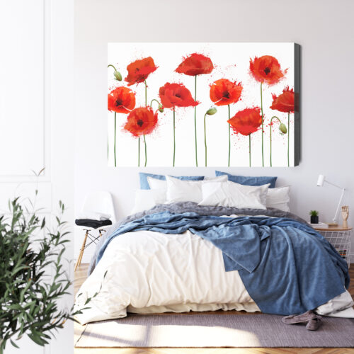 Obraz na płótnie Czerwone maki Akwarela Białe tło  Premium Canvas - obrazek 3