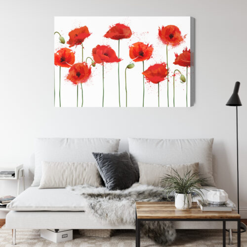 Obraz na płótnie Czerwone maki Akwarela Białe tło  Premium Canvas - obrazek 4