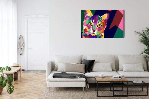 Obraz na płótnie Pop Art Kolorowy kot geometryczny Premium Canvas - obrazek 6