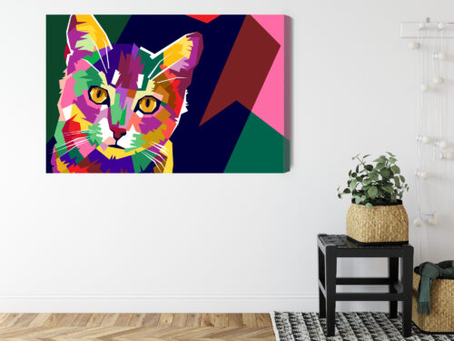 Obraz na płótnie Pop Art Kolorowy kot geometryczny Premium Canvas - obrazek 8