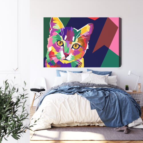 Obraz na płótnie Pop Art Kolorowy kot geometryczny Premium Canvas - obrazek 3