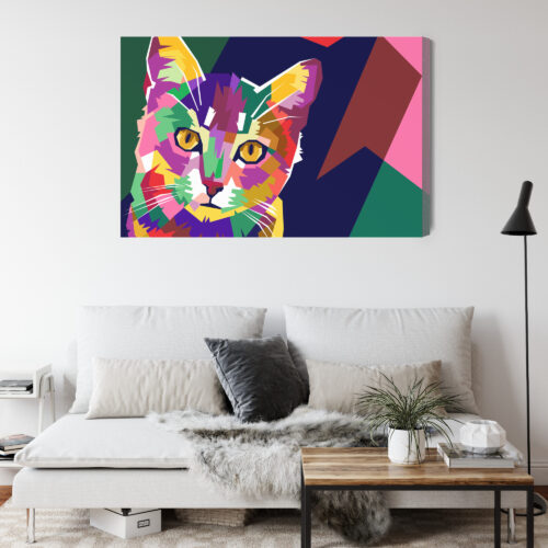 Obraz na płótnie Pop Art Kolorowy kot geometryczny Premium Canvas - obrazek 4