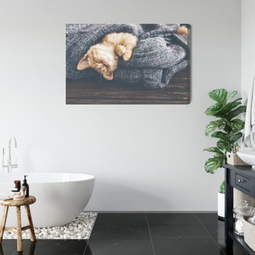 Obraz na płótnie Zwierzęta Śpiący kotek w kocu Premium Canvas - obrazek 5